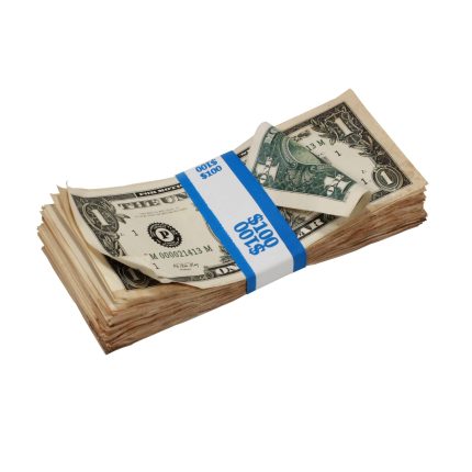 1980 Series $1 Aged $100 Full Print Prop Money Stack - Prop Movie Money