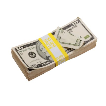 2000 Series $10 Aged $1,000 Full Print Prop Money Stack - Prop Movie Money
