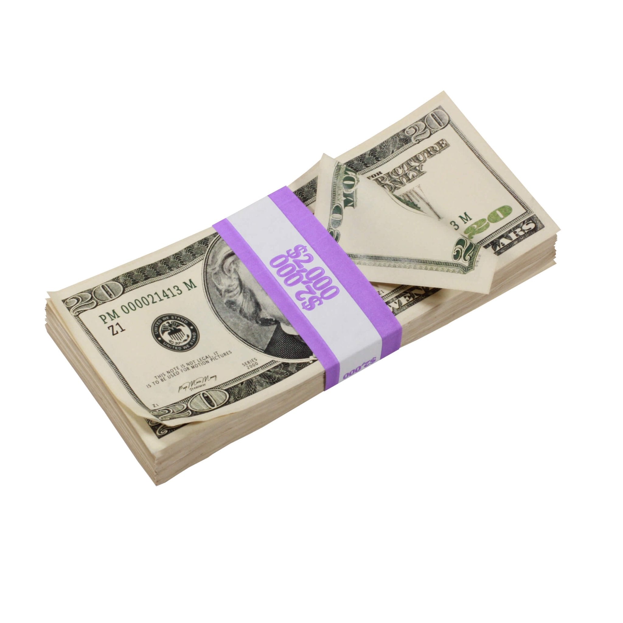 2000-series-20-aged-2000-full-print-prop-money-stack-4916274-2 2000 Series $20 Aged $2,000 Full Print Prop Money Stack - Prop Movie Money