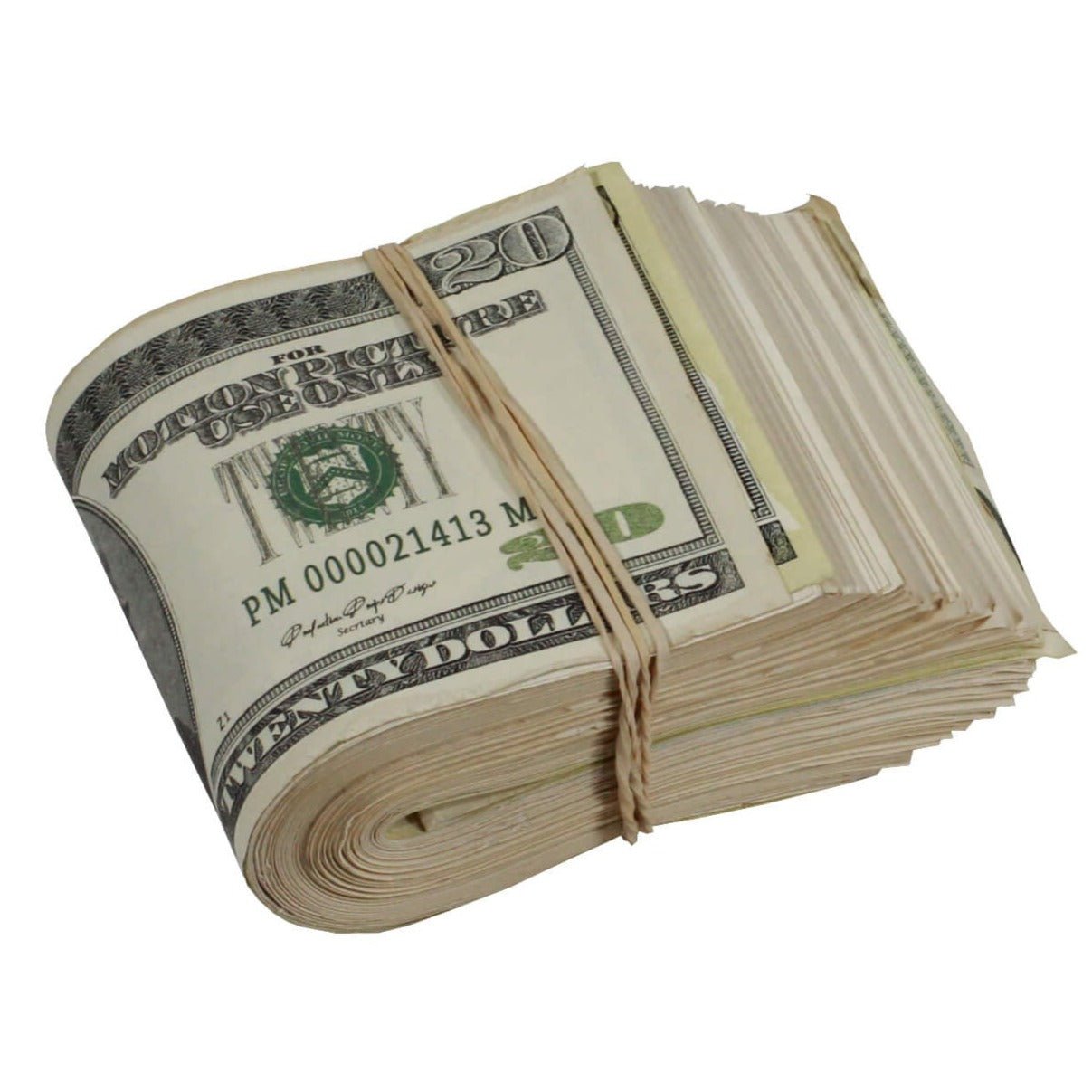 2000 Series $10s Aged $1,000 Blank Filler Fat Fold - Prop Money Inc