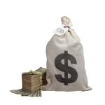 2000 Series $50,000 Aged Full Print Stacks with Money Bag - Prop Movie Money