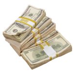 2000 Series $50,000 Aged Full Print Stacks with Money Bag - Prop Movie Money