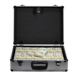 2000 Series $750,000 Blank Filler Stacks with Silver Aluminum Case - Prop Movie Money