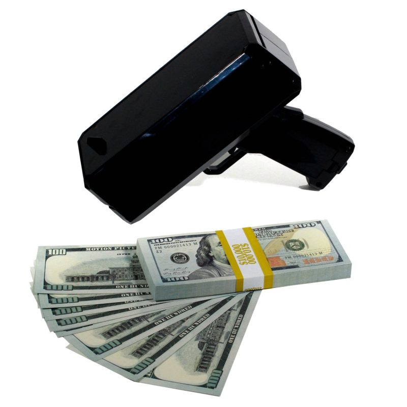 New Series $100 Full Print Stack with Money Gun - Prop Movie Money