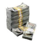 New Series $100,000 Aged Full Print Stacks with Money Bag - Prop Movie Money