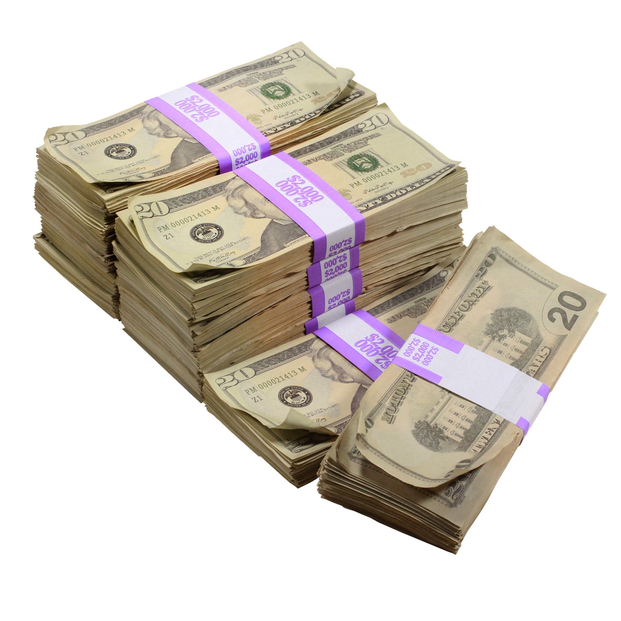 new-series-20s-aged-20000-full-print-prop-money-bundle-8107621-2 New Series $20's Aged $20,000 Full Print Prop Money Bundle - Prop Movie Money