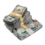 New Series $50,000 Aged Full Print Stacks with Money Bag - Prop Movie Money