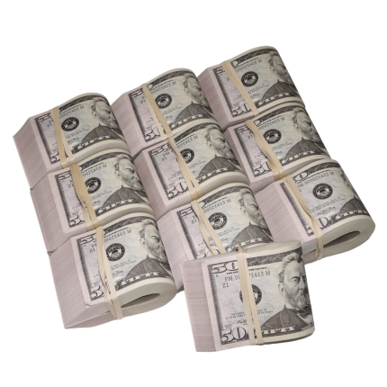 New Series $50,000 Blank Filler Fat Fold Bundle - Prop Movie Money