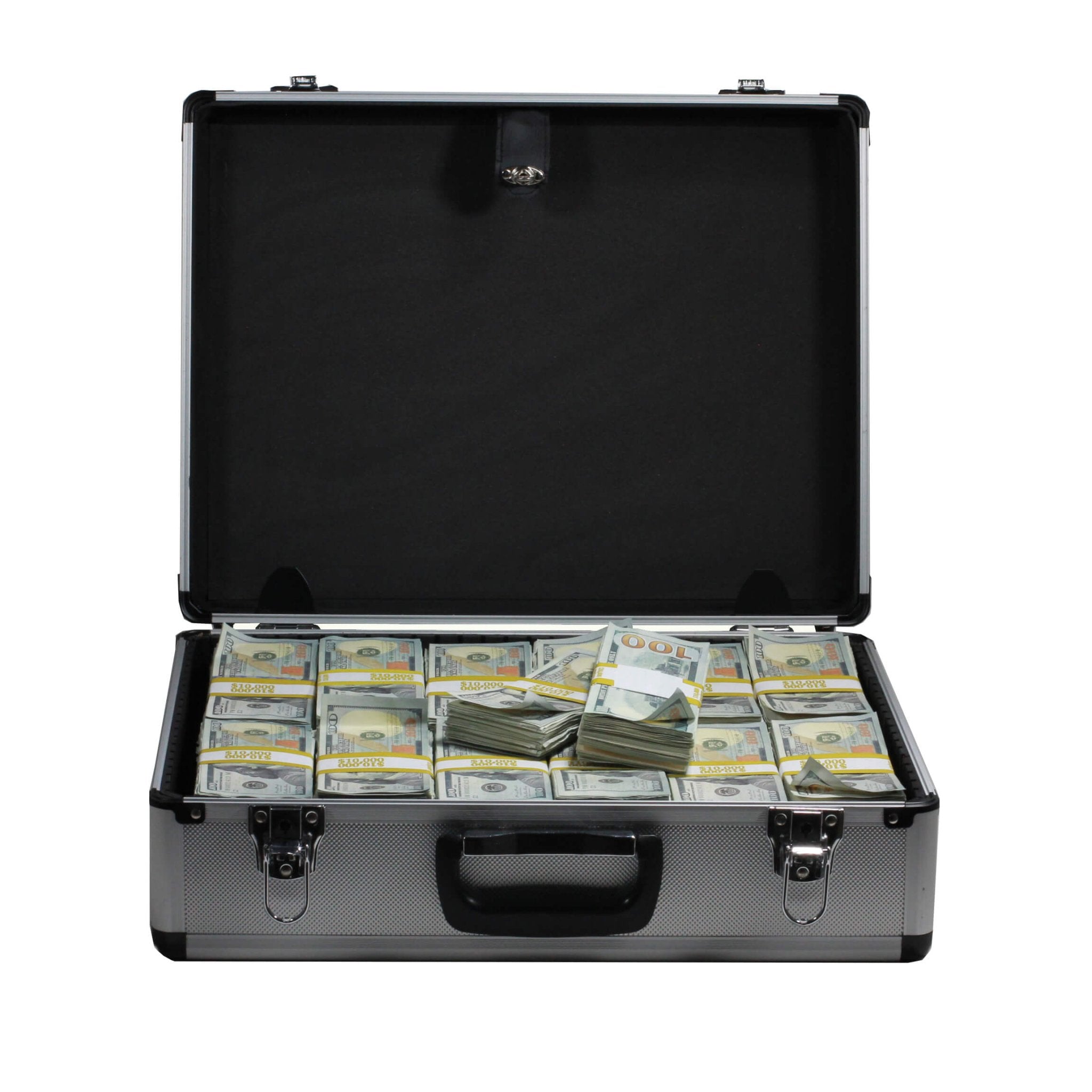 new-series-750000-aged-full-print-stacks-with-silver-aluminum-case-3779274-2 New Series $750,000 Aged Full Print Stacks With Silver Aluminum Case - Prop Movie Money