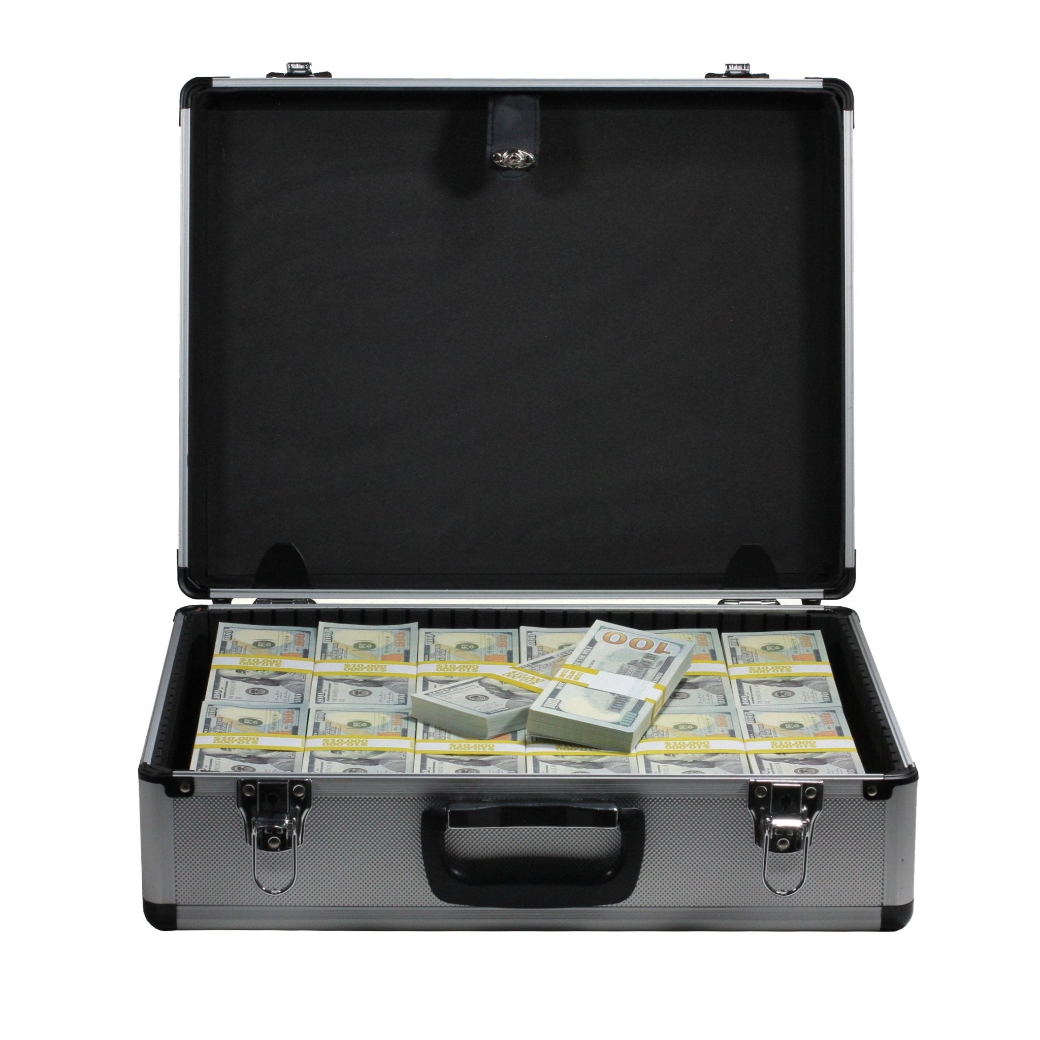 new-series-750000-blank-filler-stacks-with-silver-aluminum-case-3609673-2 New Series $750,000 Blank Filler Stacks with Silver Aluminum Case - Prop Movie Money