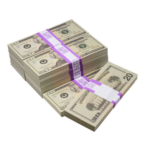 new-style-20s-full-print-20000-prop-money-bundle-1079765-4 New Style $20s Full Print $20,000 Prop Money Bundle - Prop Movie Money